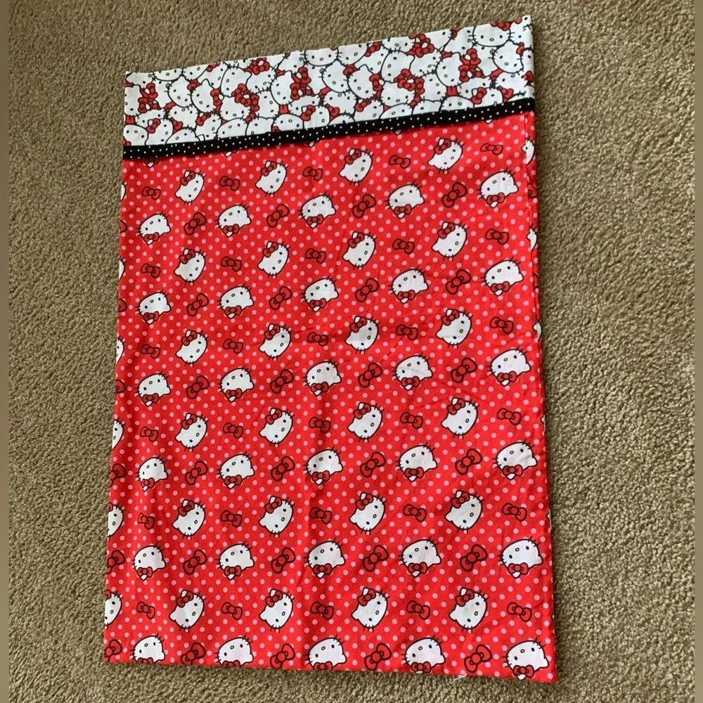 Handmade Hello Kitty Cotton Pillowcase - Red Polka Dot Standard Bedding like new